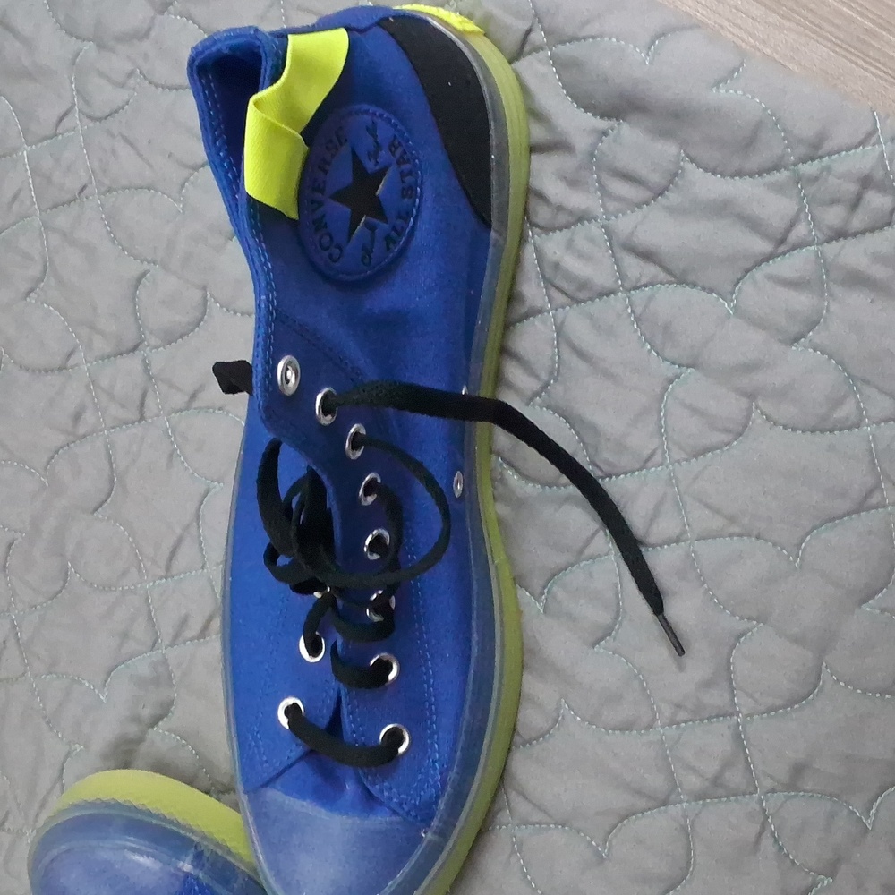 Converse Blue and Neon High-Top Sneakers - Picture 2 of 9